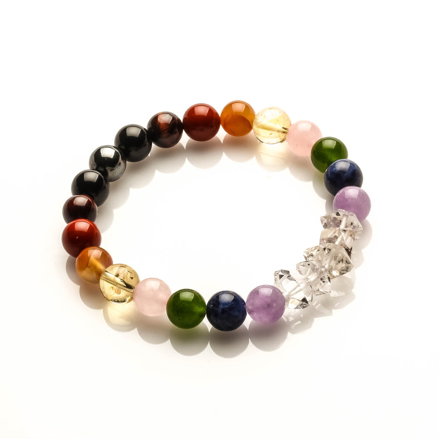 Chakra Bracelet with Double Points Clear Quartz