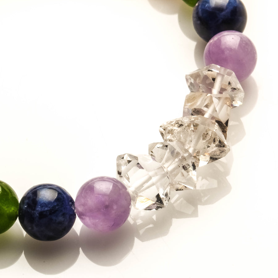 CHAKRA BRACELET WITH DOUBLE POINTS CLEAR QUARTZ