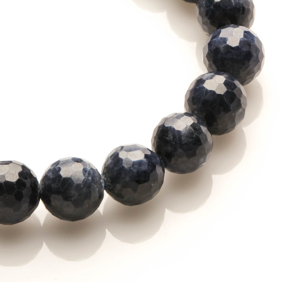 8MM FACETED BLUE SAPPHIRE BEADS CRYSTAL BRACELET