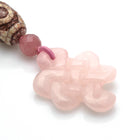 3 EYES DZI, ROSE QUARTZ MYSTIC KNOT PENDANT CHARM