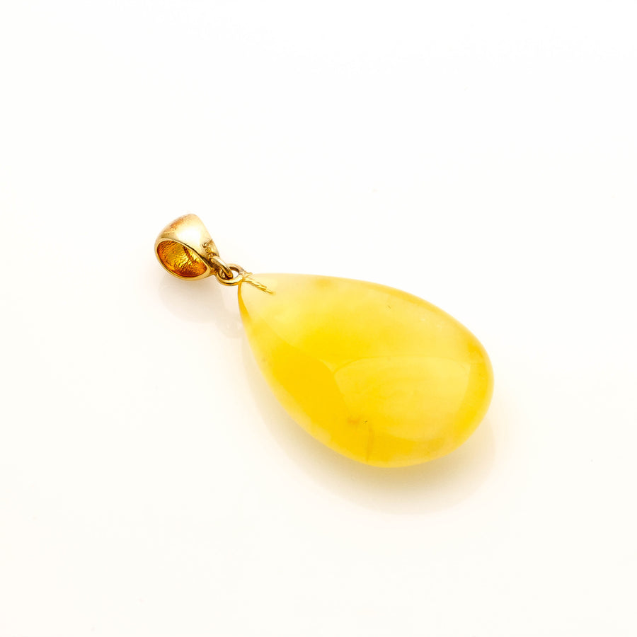 BUTTER AMBER,  925 SILVER PLATE GOLD BAIL PENDANT