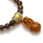 SMOKEY QUARTZ, JADE BEAD, GOLD RUTILATED PIYAO BRACELET