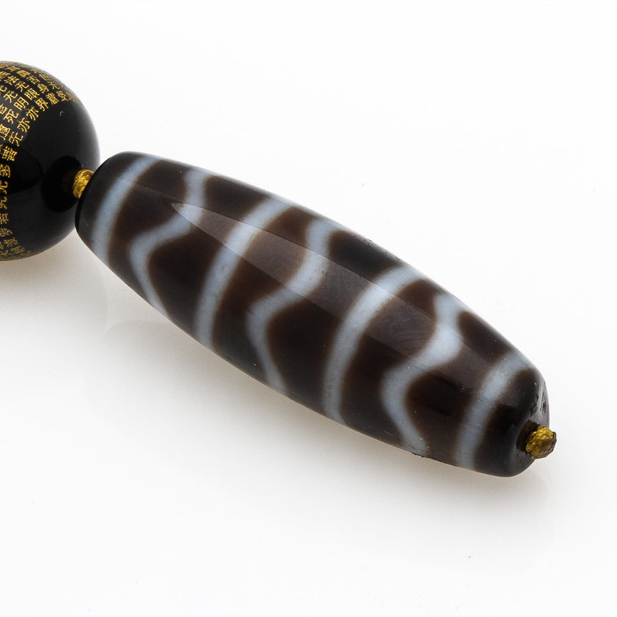 FORTUNE WAVE DZI WITH LAUGHING BUDDHA PENDANT CHARM