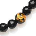 8MM BLACK TOURMALINE WITH GOLD DRAGON BRACELET