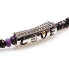 4MM SUGILITE WITH RHODIUM, CRYSTAL `LOVE' NECKLACE