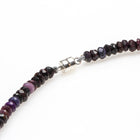 4MM SUGILITE WITH RHODIUM, CRYSTAL `LOVE' NECKLACE