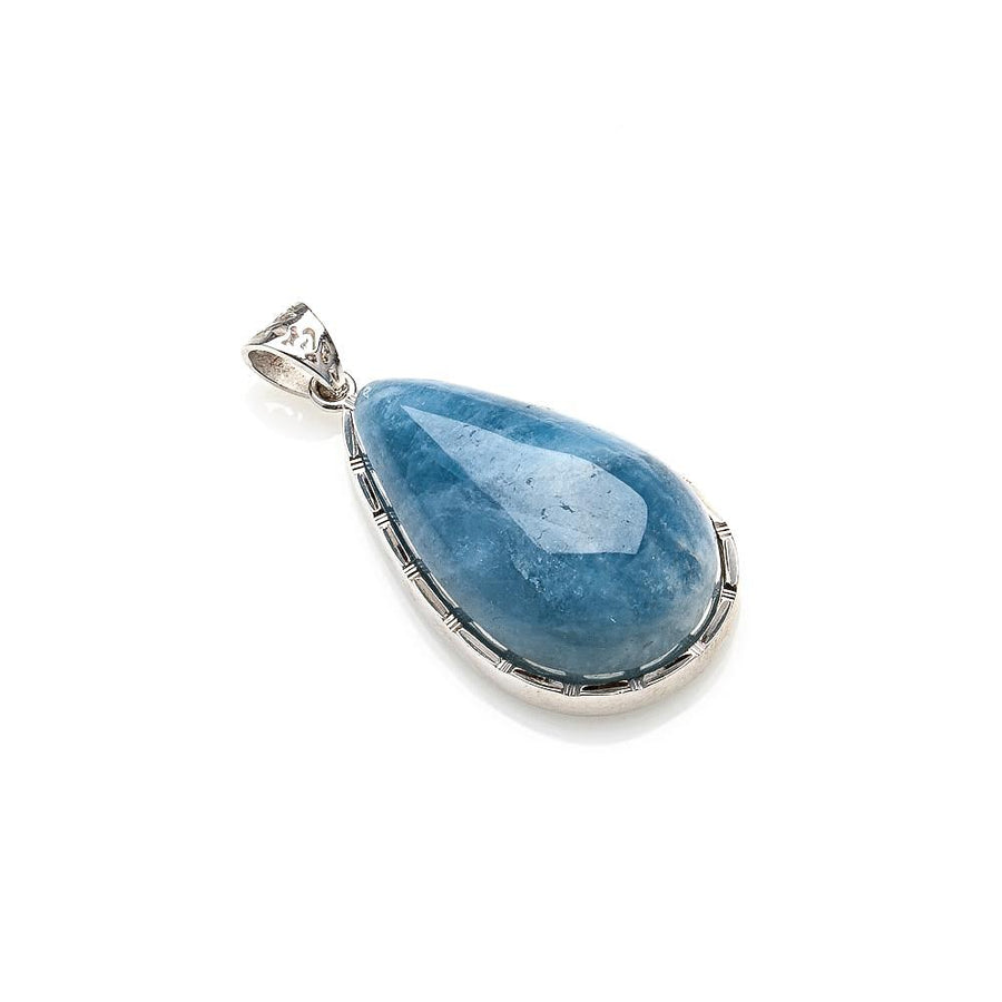 45 x 20MM AQUARMARINE TEARDROP, 925 SILVER PENDANT