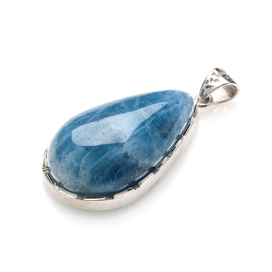 45 x 20MM AQUARMARINE TEARDROP, 925 SILVER PENDANT