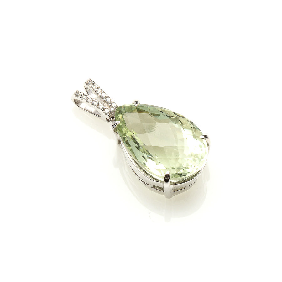 TEARDROP GREEN LEMON QUARTZ, 925 SILVER PENDANT