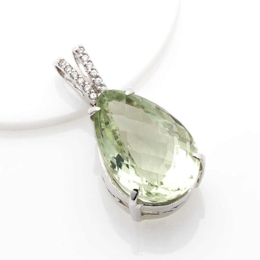 TEARDROP GREEN LEMON QUARTZ, 925 SILVER PENDANT