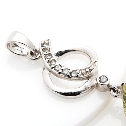 LEMON QUARTZ WITH 925 SILVER CUBIC ZIRCONIA PENDANT