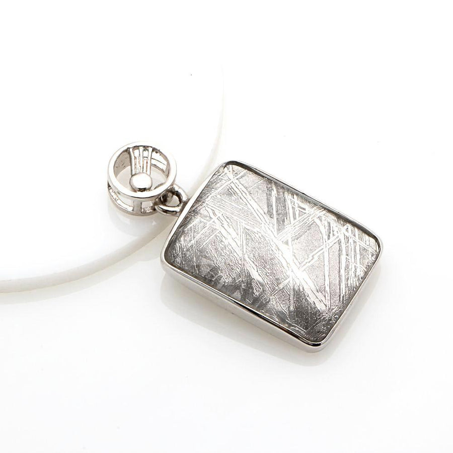 RECTANGLE METEORITE WITH 925 SILVER PENDANT