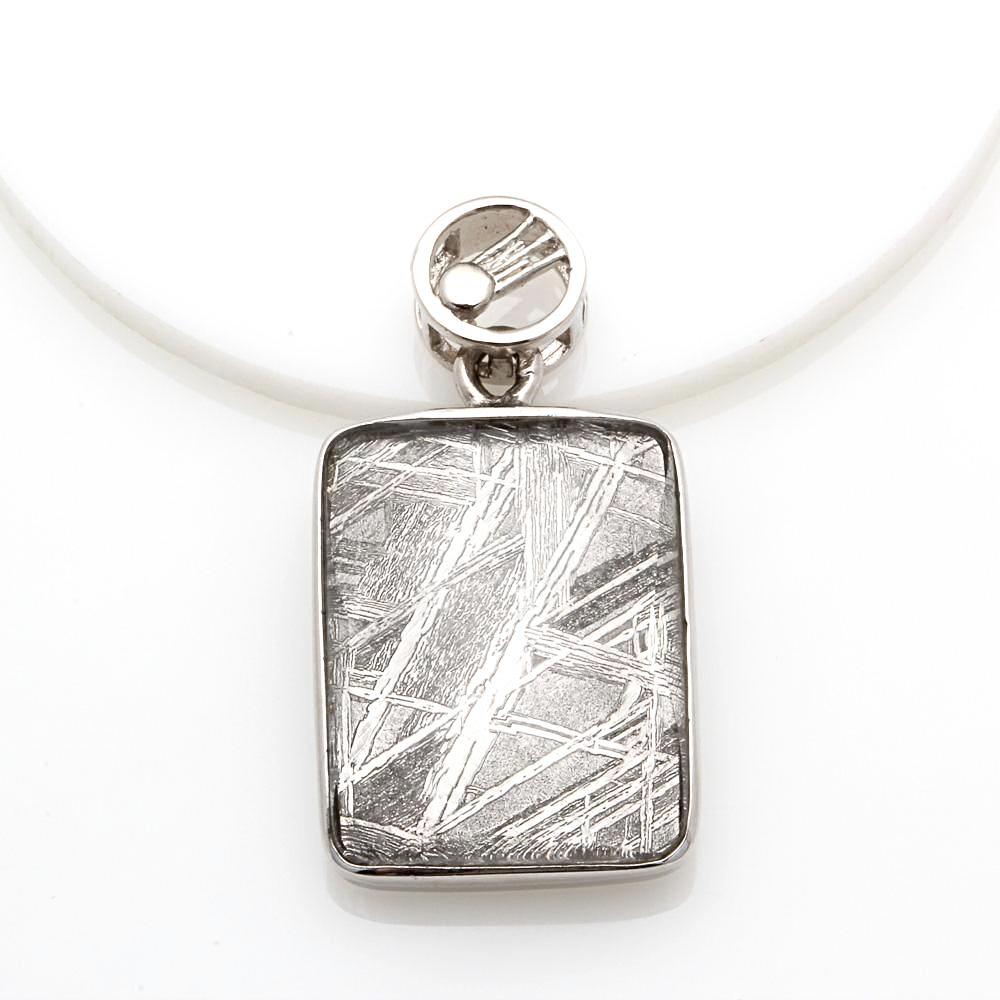 RECTANGLE METEORITE WITH 925 SILVER PENDANT
