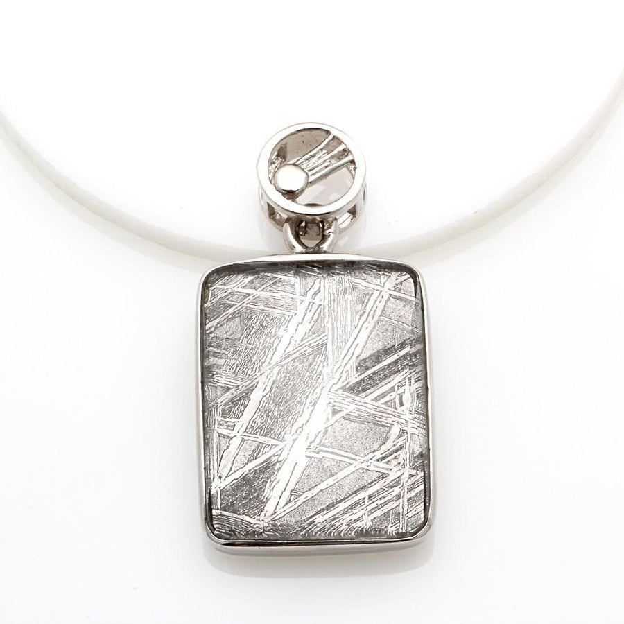 RECTANGLE METEORITE WITH 925 SILVER PENDANT
