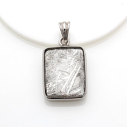 RECTANGLE METEORITE WITH 925 SILVER PENDANT