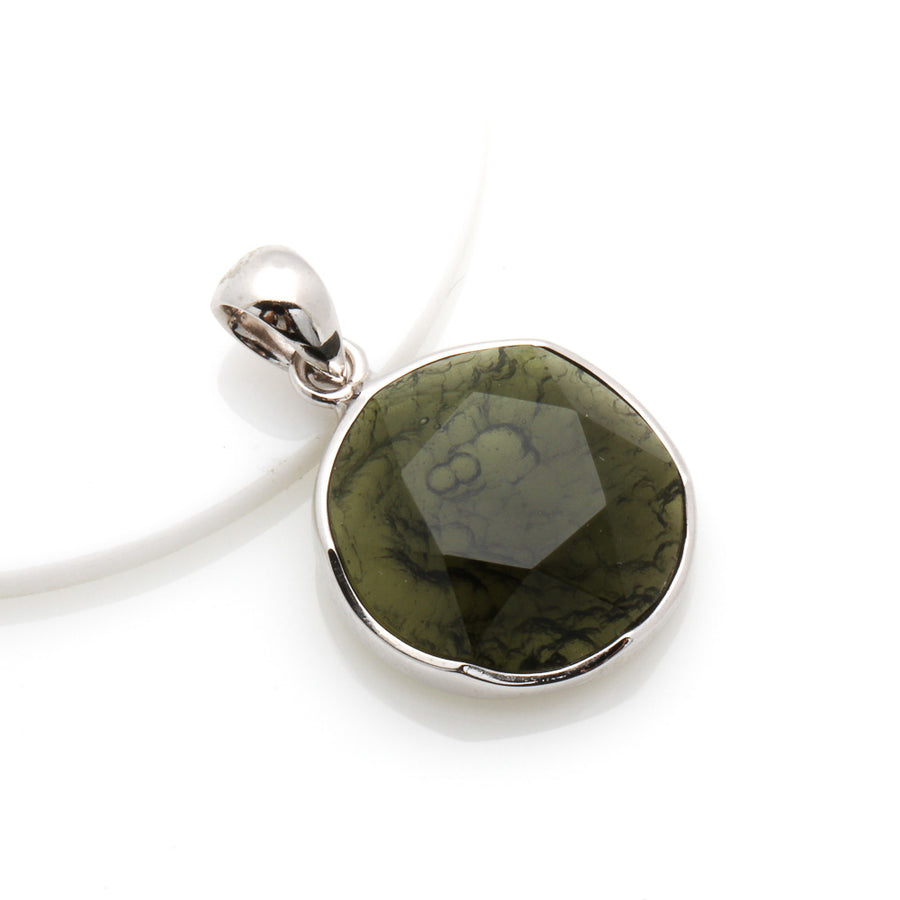 STAR OF DAVID MOLDAVITE WITH 925 SILVER PENDANT