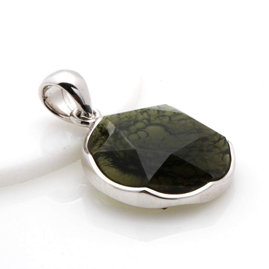 STAR OF DAVID MOLDAVITE WITH 925 SILVER PENDANT