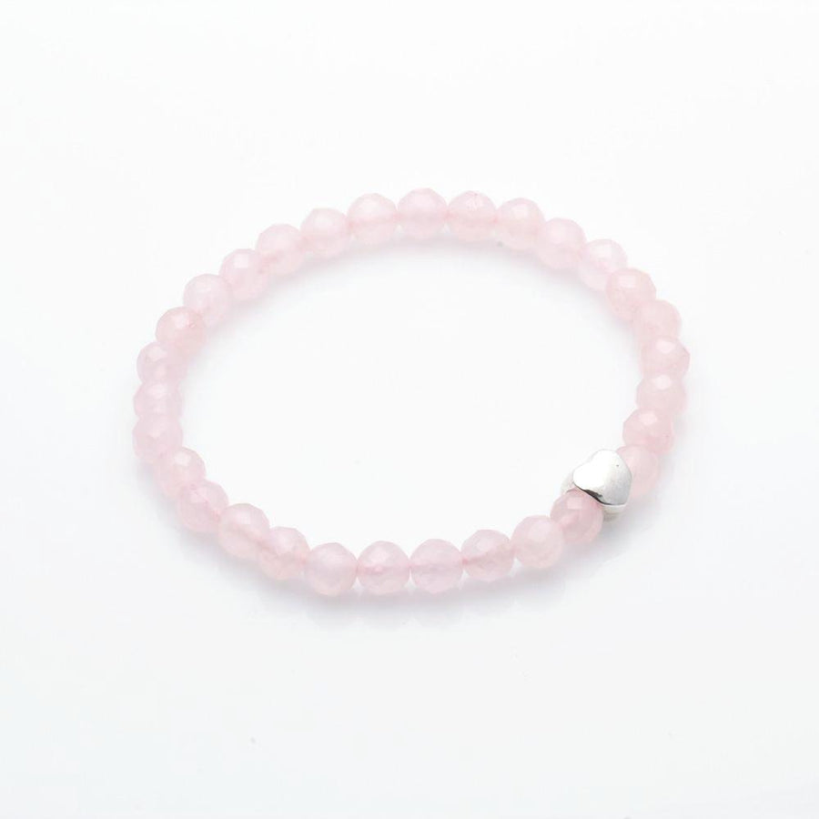 ROSE QUARTZ WITH HEART BRACELET FOR WOMEN