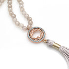 4MM SMOKEY QUARTZ WITH ROSE GOLD HAMSA NECKLACE