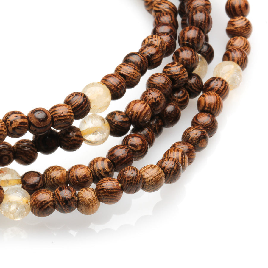 WOODEN BEAD, CITRINE MULTI-STRAND BRACELET/ NECKLACE