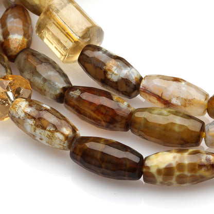 YELLOW AGATE, CITRINE BEADS BRACELET CUM NECKLACE