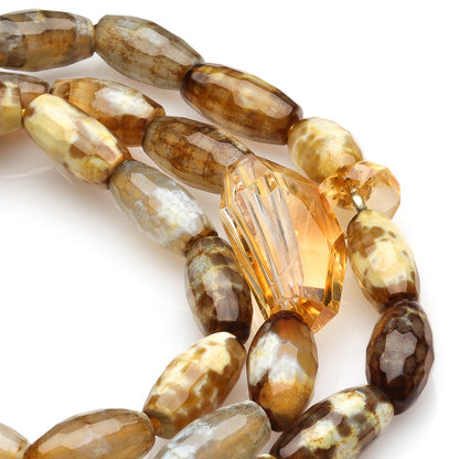 YELLOW AGATE, CITRINE BEADS BRACELET CUM NECKLACE