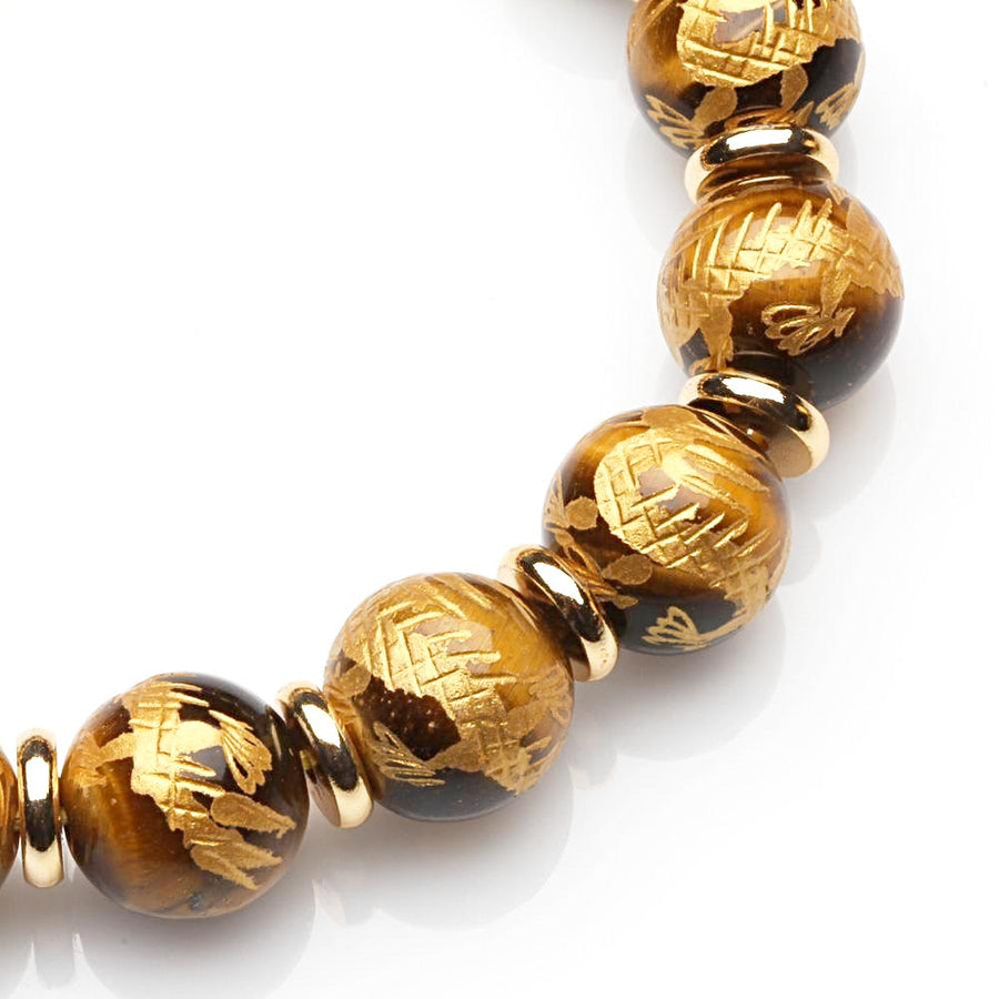 YELLOW TIGER'S EYE WITH DRAGON HEAD BRACELET