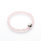 ROSE QUARTZ WITH 925 SILVER WITH GOLD HEART BRACELET