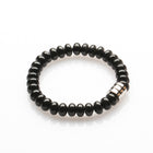 BLACK TOURMALINE AND STAINLESS STEEL BRACELET