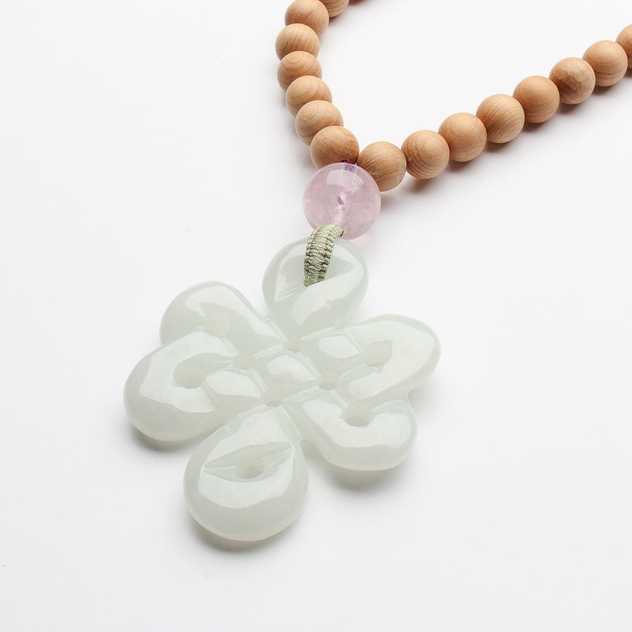 Thuja Wood with Mystic Knot for Good Fortune, Peace and Love Necklace