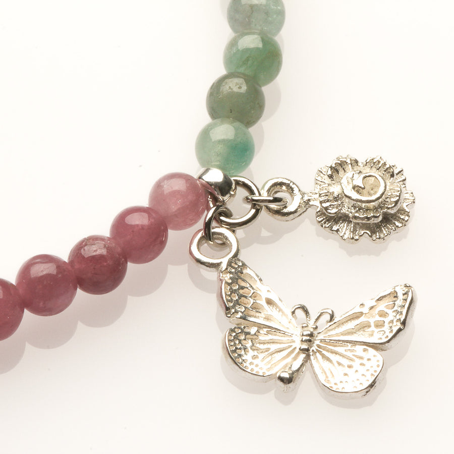WATERMELON TOURMALINE, 925 BUTTERFLY BRACELET