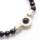 6MM FACETED BLUE SANDSTONE WITH 925 SILVER BRACELET
