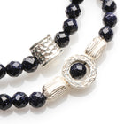 6MM FACETED BLUE SANDSTONE WITH 925 SILVER BRACELET