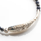4MM DUMORTIERITE, 925 SILVER FISH AND HEART BRACELET