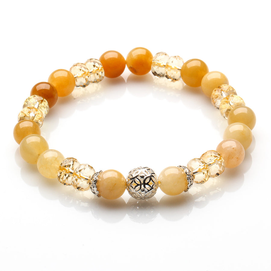 FACETED CITRINE, YELLOW JADE WITH 925 SILVER BRACELET