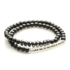 AGATE, HEMATITE AND 'I LOVE U TO THE MOON AND BACK' BRACELET