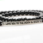 AGATE, HEMATITE AND 'I LOVE U TO THE MOON AND BACK' BRACELET