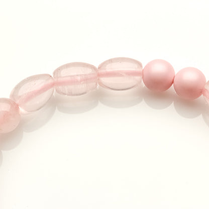 ROSE QUARTZ, SWAROVSKI PEARL, 925 BUTTERFLY BRACELET