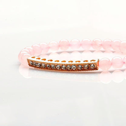 ROSE QUARTZ WITH ROSE GOLD MULTIPLE HEARTS BRACELET