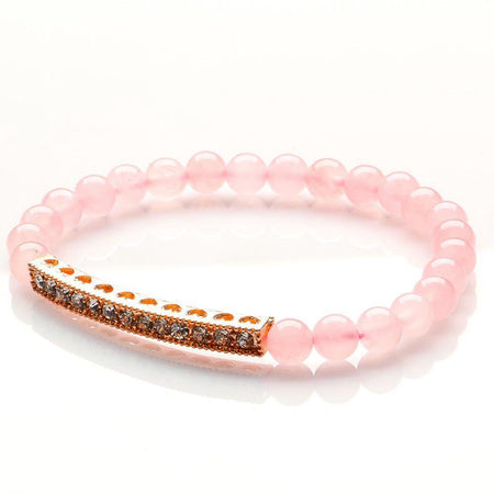 ROSE QUARTZ WITH ROSE GOLD MULTIPLE HEARTS BRACELET