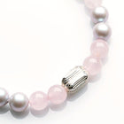 ROSE QUARTZ, 925 SILVER AND SWAROVSKI PEARL BRACELET