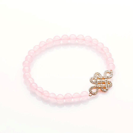 ROSE QUARTZ WITH ROSE GOLD MYSTIC KNOT BRACELET