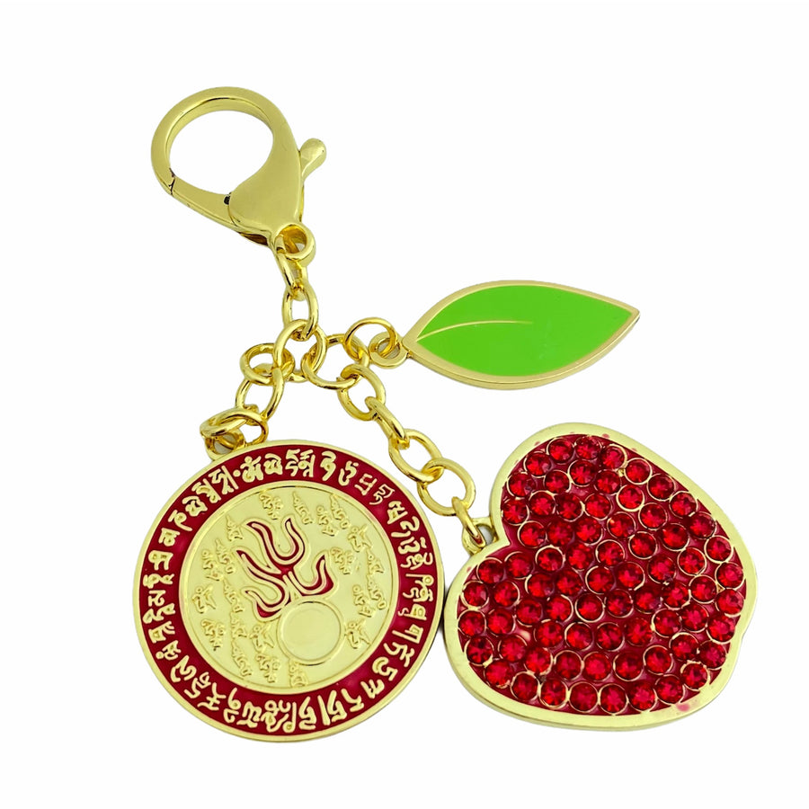 RED CRYSTAL APPLE AMULET KEYCHAIN