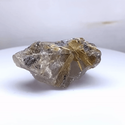24 X 40 X 24MM GOLD RUTILATED RAW TUMBLE