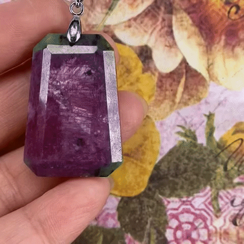 33 X 22 MM FACETED RUBYZOSITE CRYSTAL PENDANT