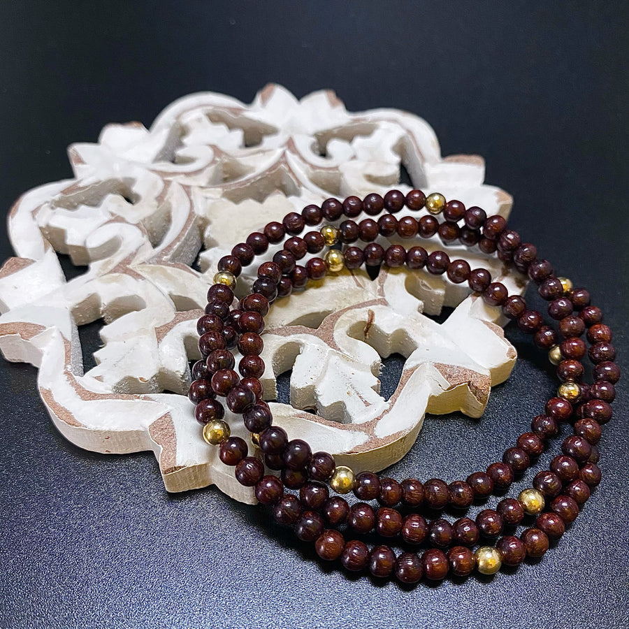 4MM SANDALWOOD WITH 14K GOLD FILL BEADS BRACELET