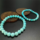 6MM/ 7MM TURQUOISE ROUND BEADS CRYSTAL BRACELET