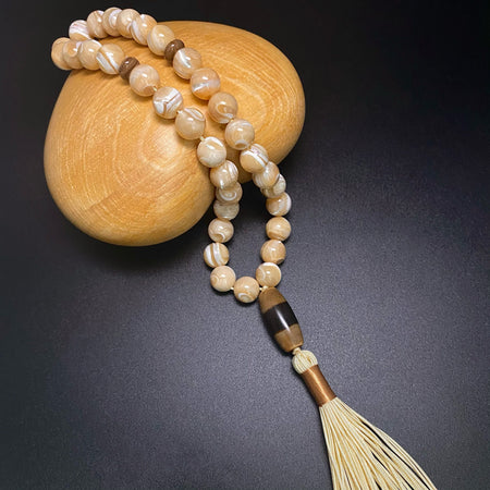 10MM MOTHER OF PEARL WITH MEDICINE DZI PRAYER BEADS