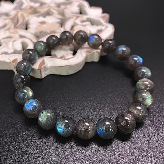 9MM LABRADORITE ROUND BEADS CRYSTAL BRACELET