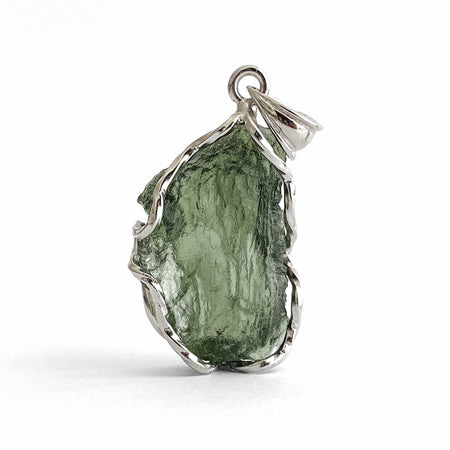 39MM x 19MM MOLDAVITE PENDANT WITH 925 SILVER